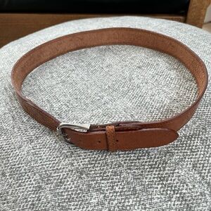 LEATHER Belt Brown Australia Kangaroo Motif Silver Tone Buckle Small Size